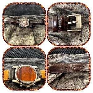 Fossil men’s chronograph brown fade face, leather band, stainless watch